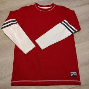 point‎ zero Long Sleeve t shirt Red White y2k 90s Skate streetwear Large